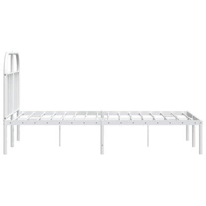 Sturdy White Metal Bed Frame with Headboard 120x190cm (No Mattress)