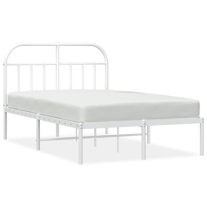 White Metal Bed Frame with Headboard - 120x200cm, No Mattress