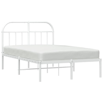 White Metal Bed Frame with Headboard - 120x200cm, No Mattress