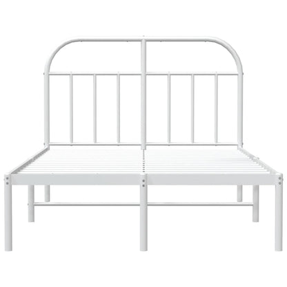 White Metal Bed Frame with Headboard - 120x200cm, No Mattress