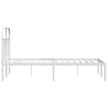 White Metal Bed Frame with Headboard - 120x200cm, No Mattress