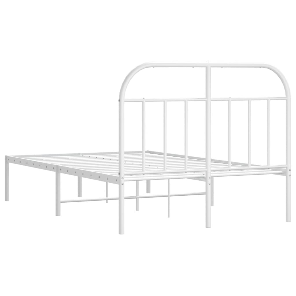White Metal Bed Frame with Headboard - 120x200cm, No Mattress