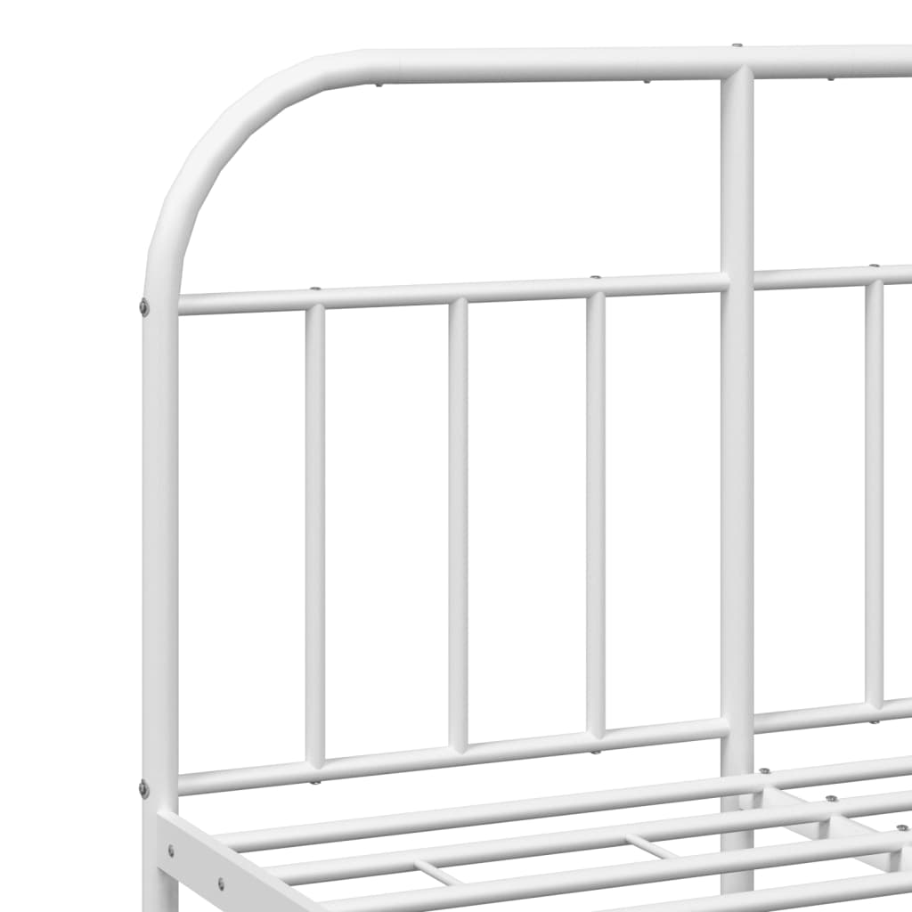 White Metal Bed Frame with Headboard - 120x200cm, No Mattress