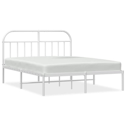 White Metal Bed Frame with Headboard 140x200cm - No Mattress