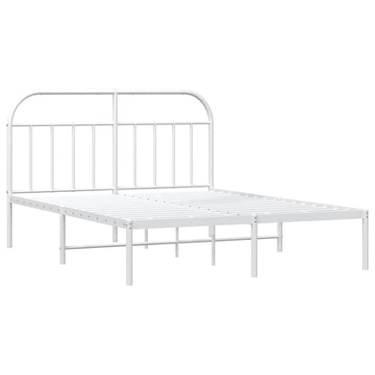White Metal Bed Frame with Headboard 140x200cm - No Mattress