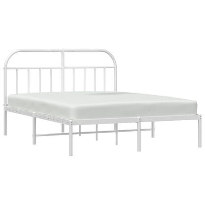 White Metal Bed Frame with Headboard 140x200cm - No Mattress