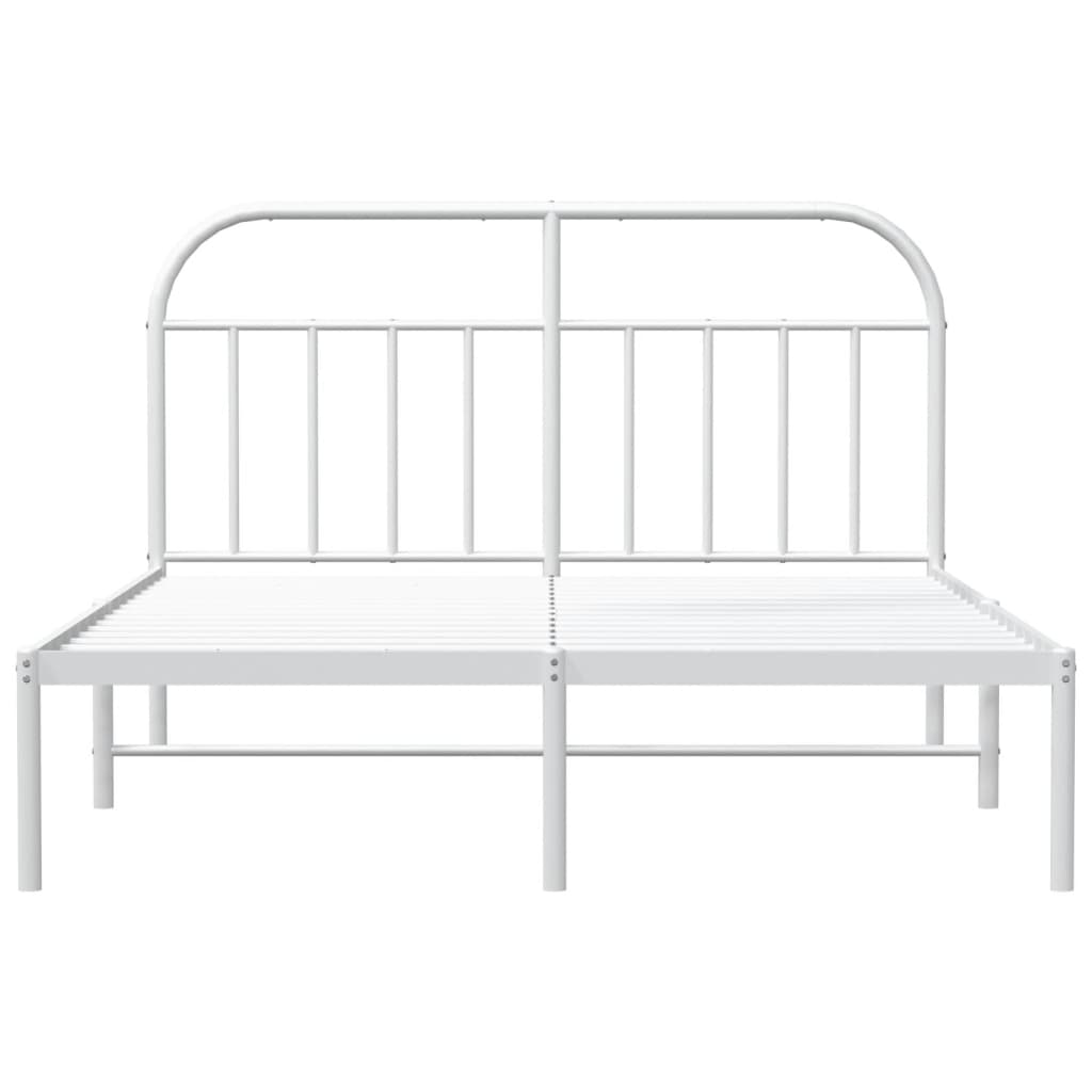 White Metal Bed Frame with Headboard 140x200cm - No Mattress