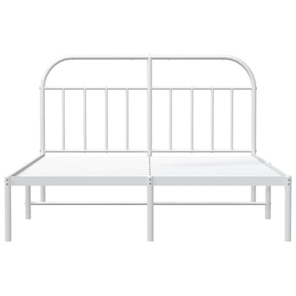 White Metal Bed Frame with Headboard 140x200cm - No Mattress
