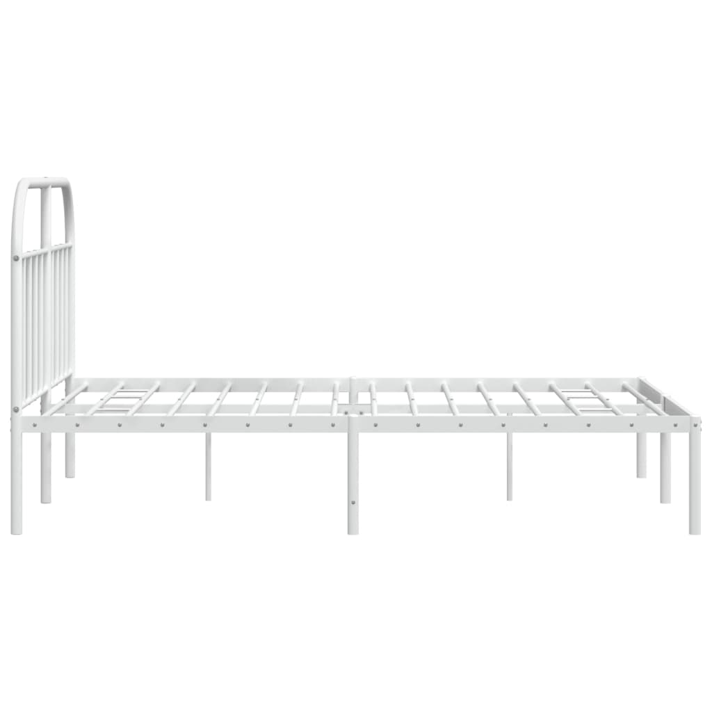 White Metal Bed Frame with Headboard 140x200cm - No Mattress