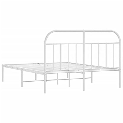 White Metal Bed Frame with Headboard 140x200cm - No Mattress