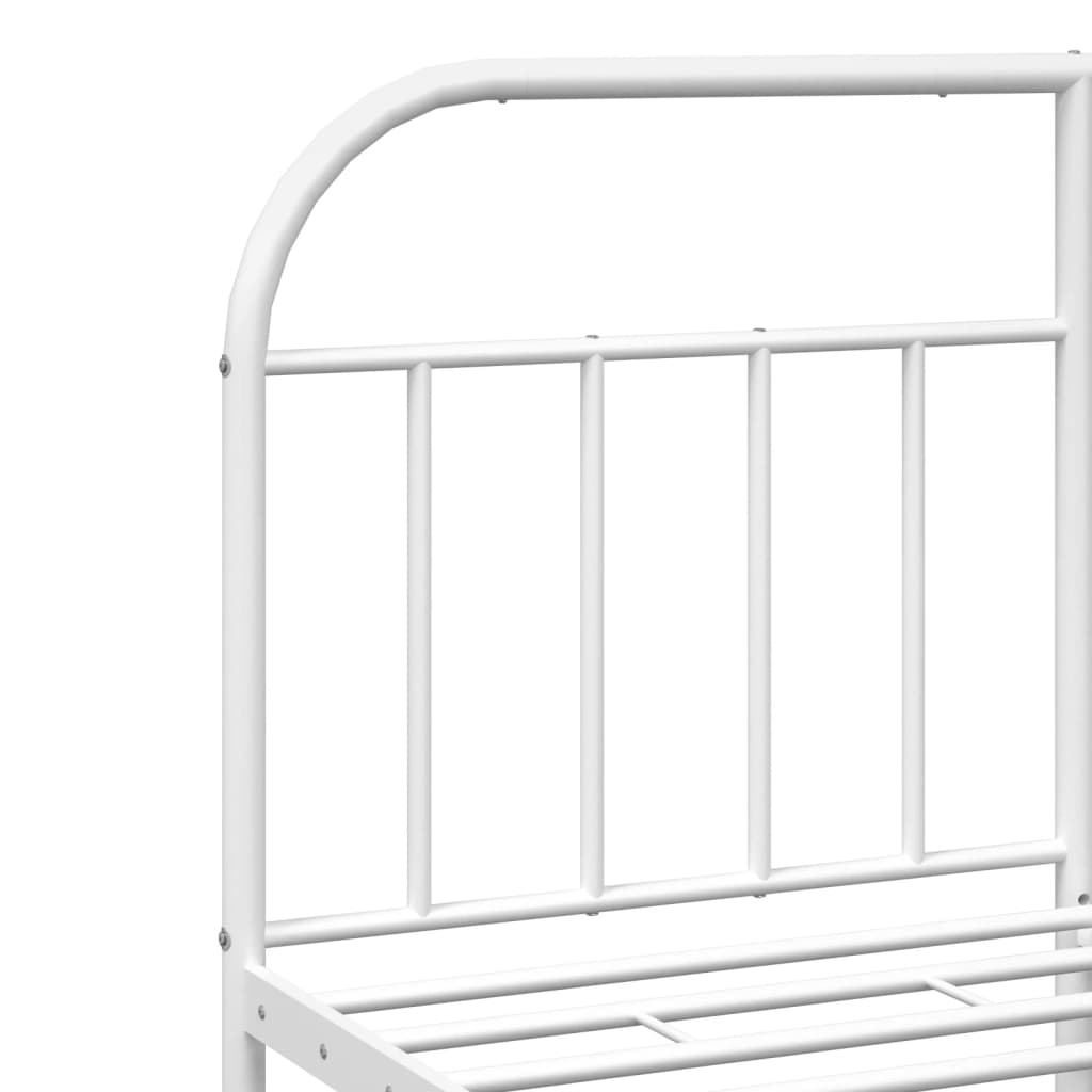 White Metal Bed Frame with Headboard 140x200cm - No Mattress