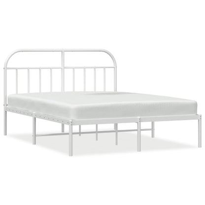 White Metal Bed Frame with Headboard 160x200cm - Sleek & Sturdy