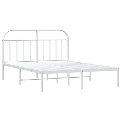 White Metal Bed Frame with Headboard 160x200cm - Sleek & Sturdy