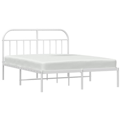 White Metal Bed Frame with Headboard 160x200cm - Sleek & Sturdy