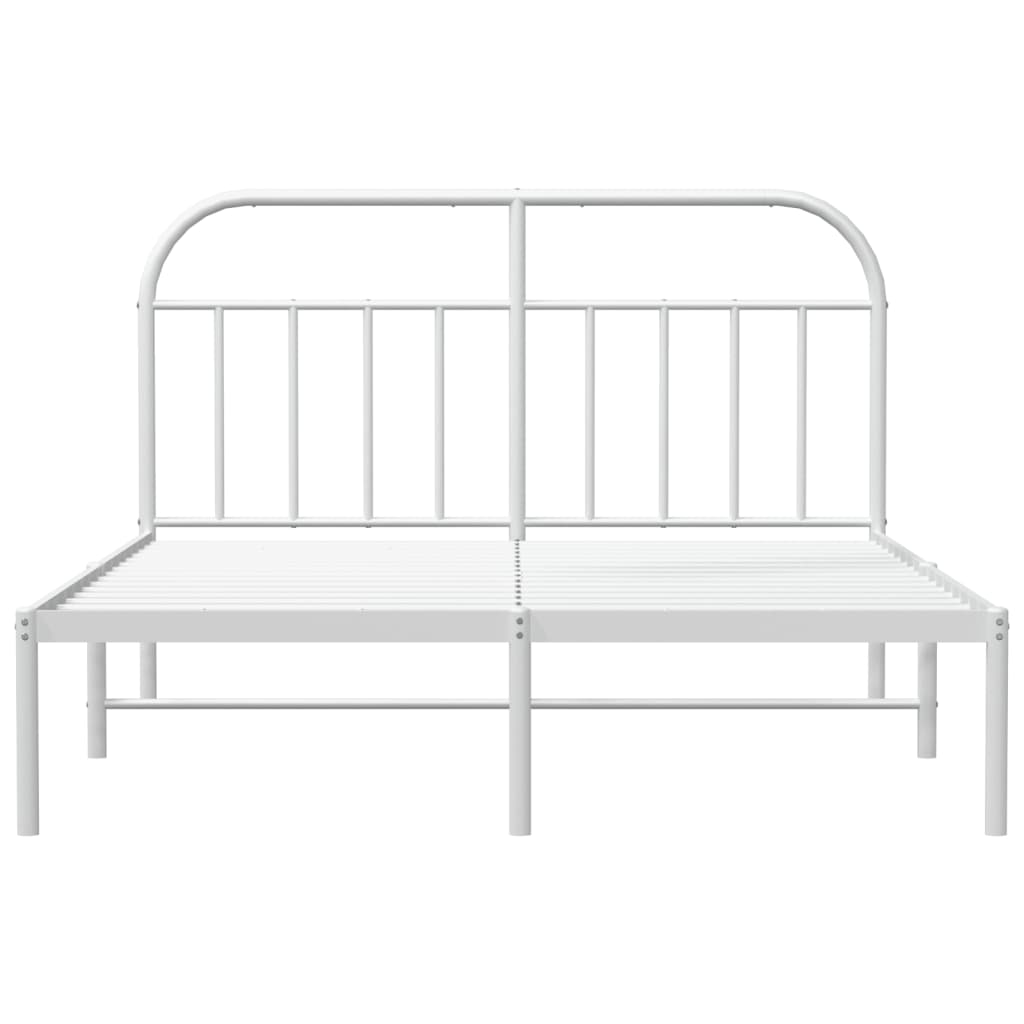White Metal Bed Frame with Headboard 160x200cm - Sleek & Sturdy