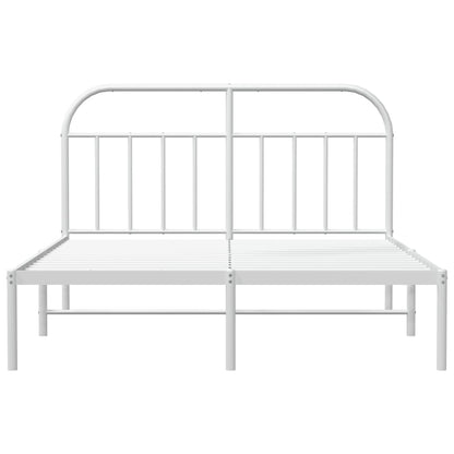 White Metal Bed Frame with Headboard 160x200cm - Sleek & Sturdy