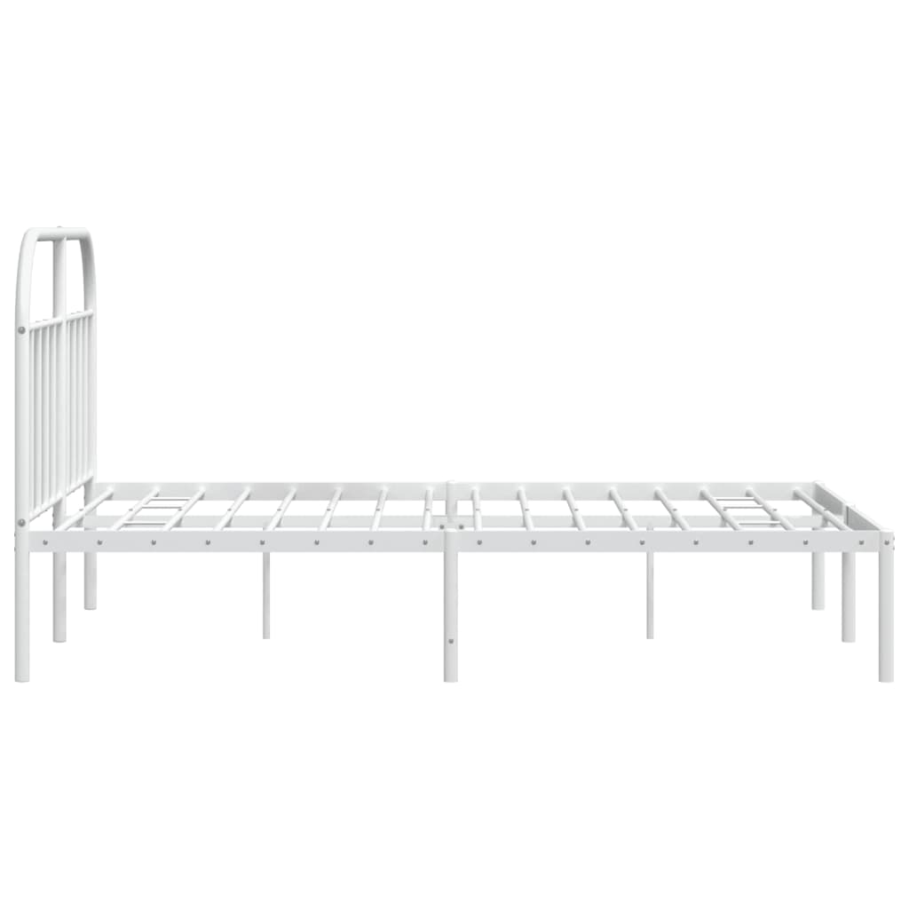 White Metal Bed Frame with Headboard 160x200cm - Sleek & Sturdy
