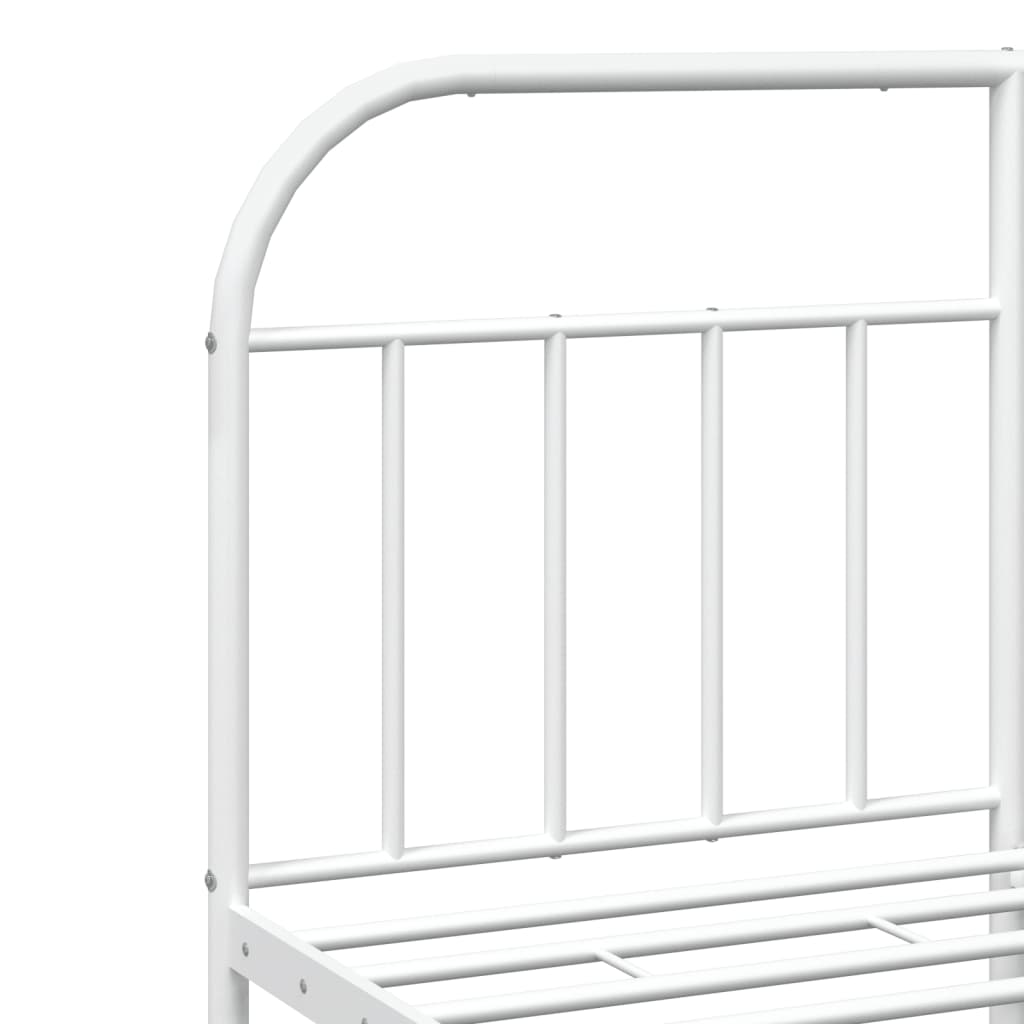 White Metal Bed Frame with Headboard 160x200cm - Sleek & Sturdy