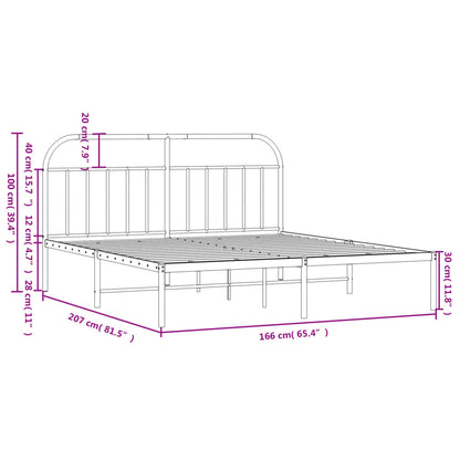 White Metal Bed Frame with Headboard 160x200cm - Sleek & Sturdy
