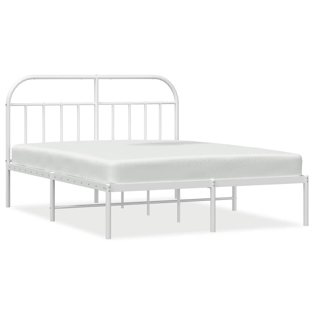 White Metal Bed Frame with Headboard 183x213cm - No Mattress