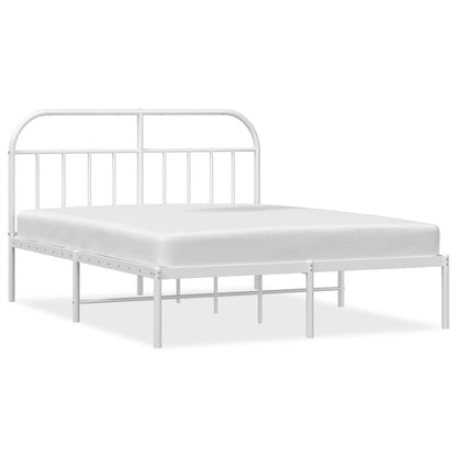 White Metal Bed Frame with Headboard 183x213cm - No Mattress