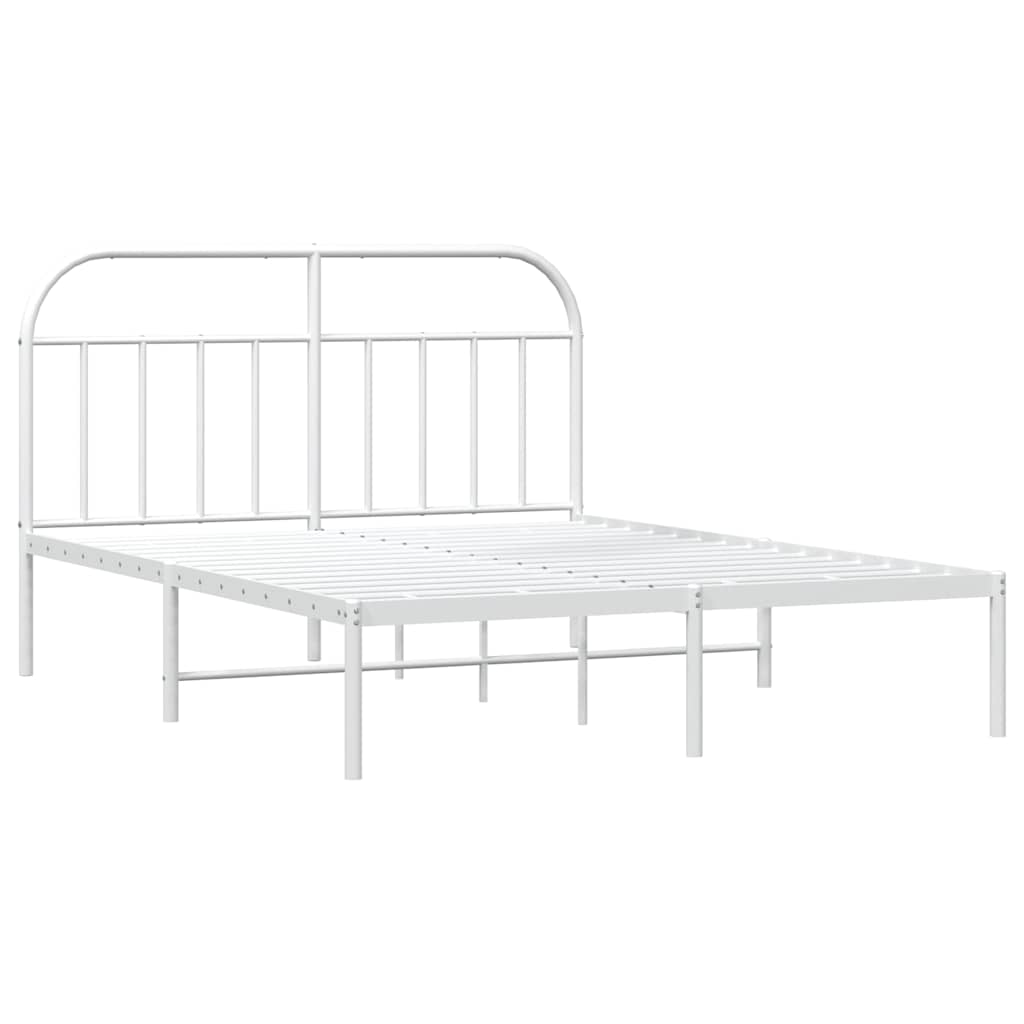 White Metal Bed Frame with Headboard 183x213cm - No Mattress