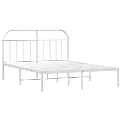 White Metal Bed Frame with Headboard 183x213cm - No Mattress