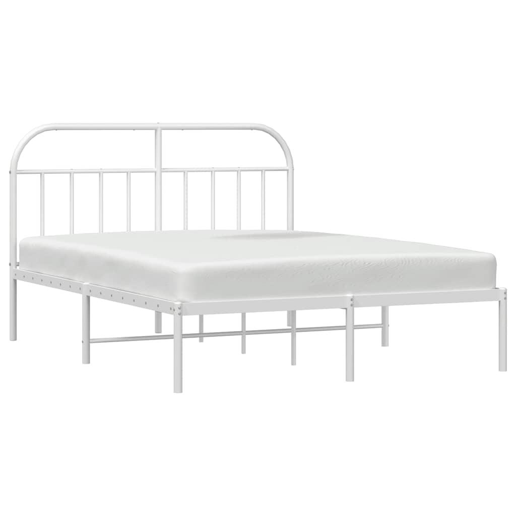 White Metal Bed Frame with Headboard 183x213cm - No Mattress