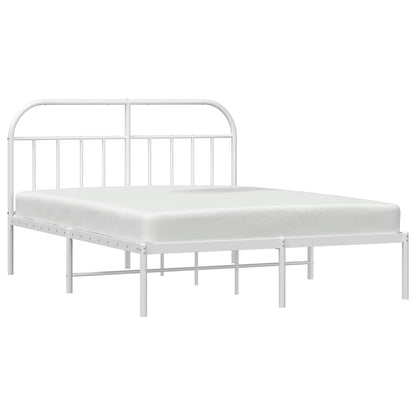 White Metal Bed Frame with Headboard 183x213cm - No Mattress