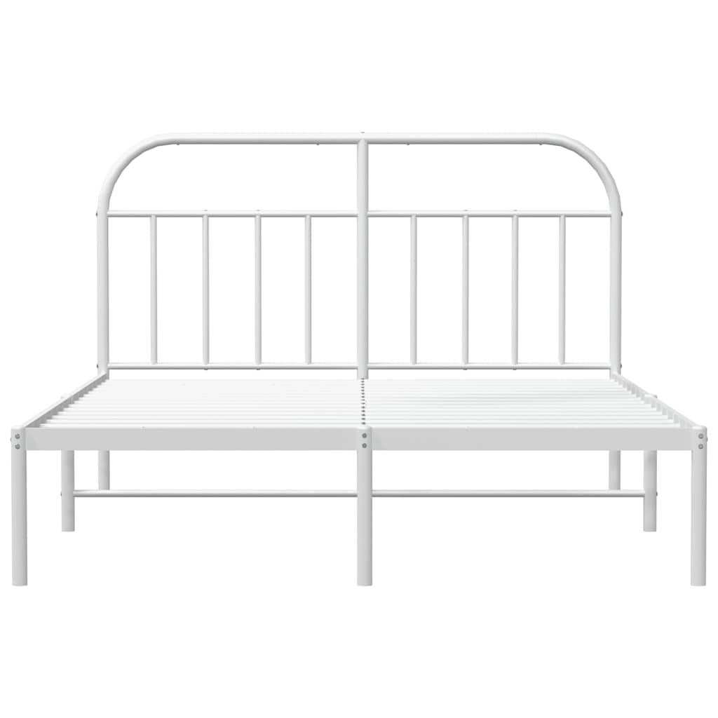 White Metal Bed Frame with Headboard 183x213cm - No Mattress