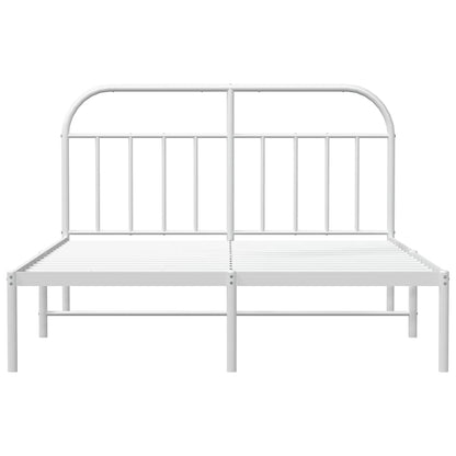 White Metal Bed Frame with Headboard 183x213cm - No Mattress