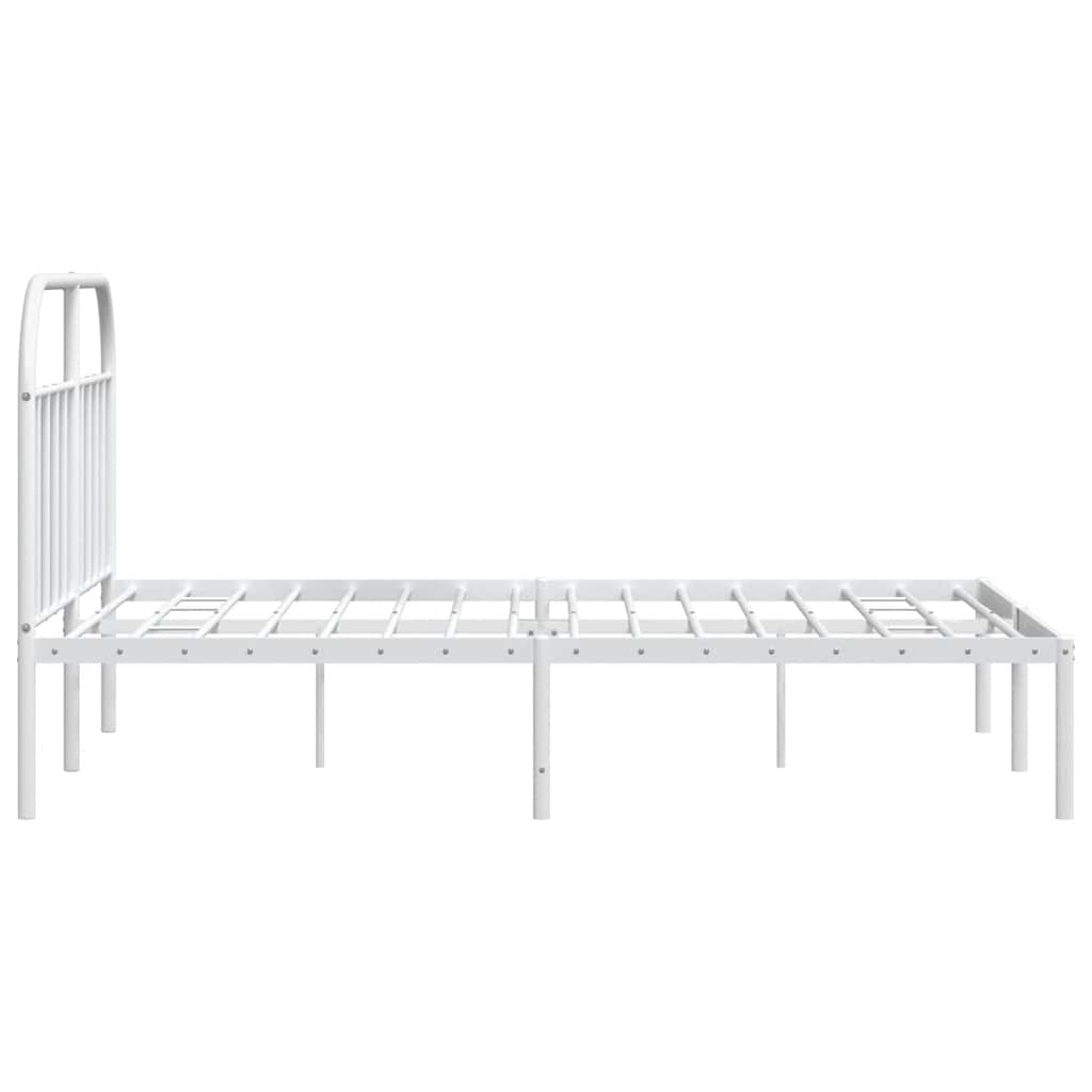 White Metal Bed Frame with Headboard 183x213cm - No Mattress