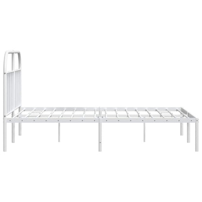White Metal Bed Frame with Headboard 183x213cm - No Mattress