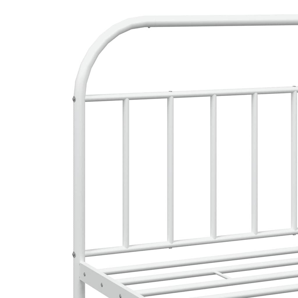 White Metal Bed Frame with Headboard, 193x203cm, No Mattress