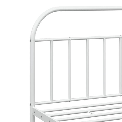 White Metal Bed Frame with Headboard, 193x203cm, No Mattress