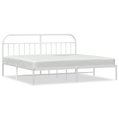 White Metal Bed Frame with Headboard 200x200cm - No Mattress
