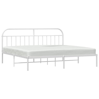 White Metal Bed Frame with Headboard 200x200cm - No Mattress