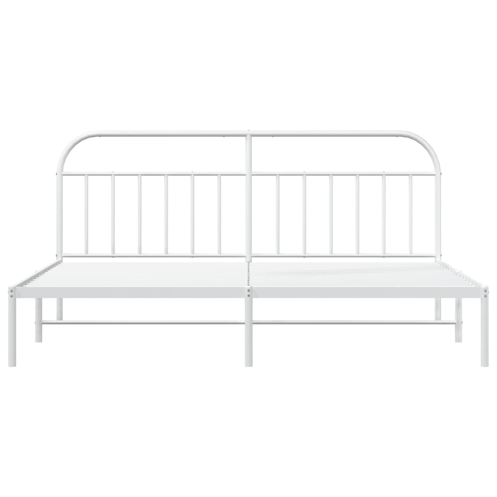 White Metal Bed Frame with Headboard 200x200cm - No Mattress
