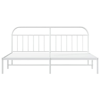 White Metal Bed Frame with Headboard 200x200cm - No Mattress