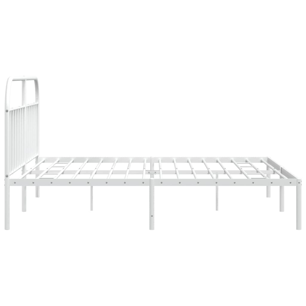 White Metal Bed Frame with Headboard 200x200cm - No Mattress
