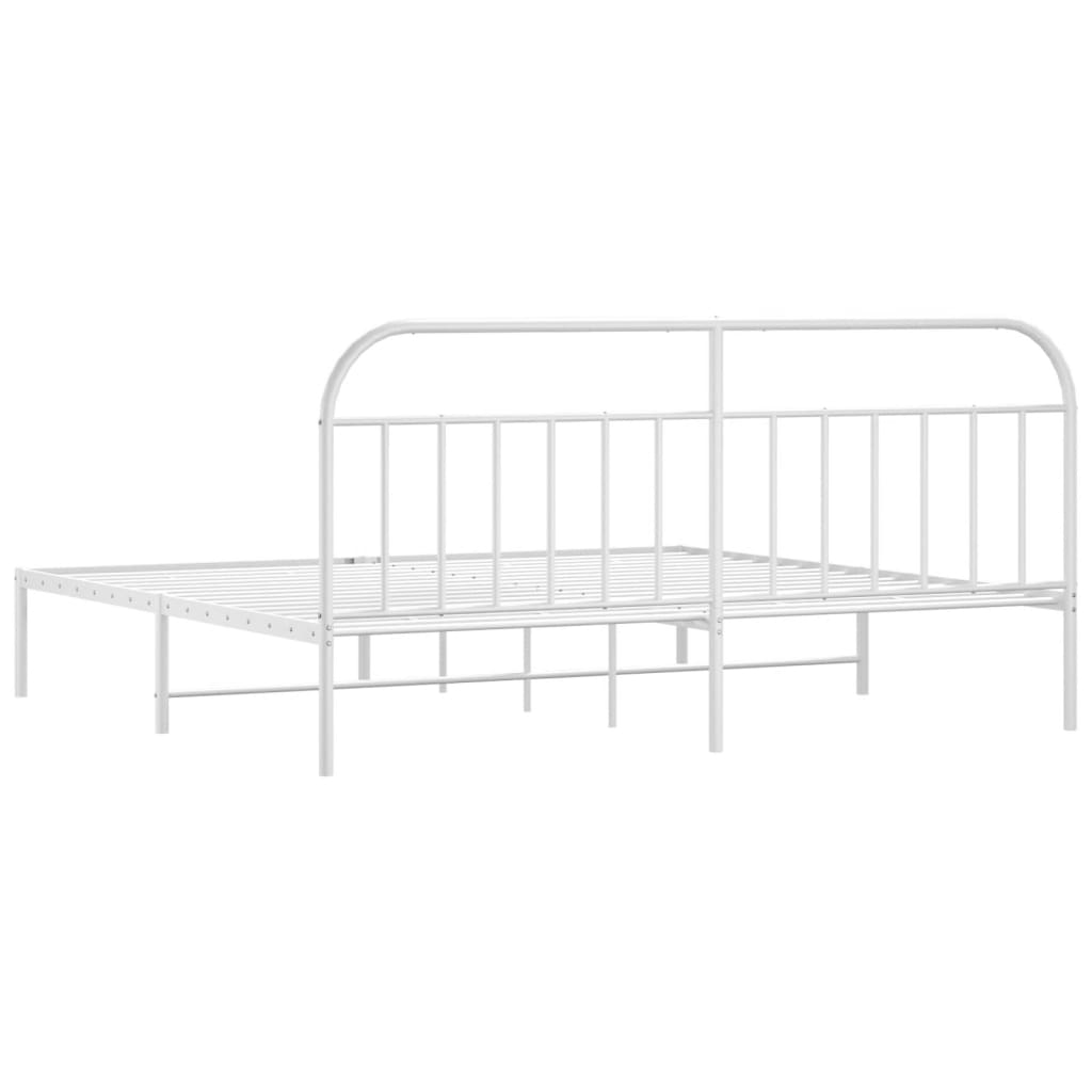 White Metal Bed Frame with Headboard 200x200cm - No Mattress