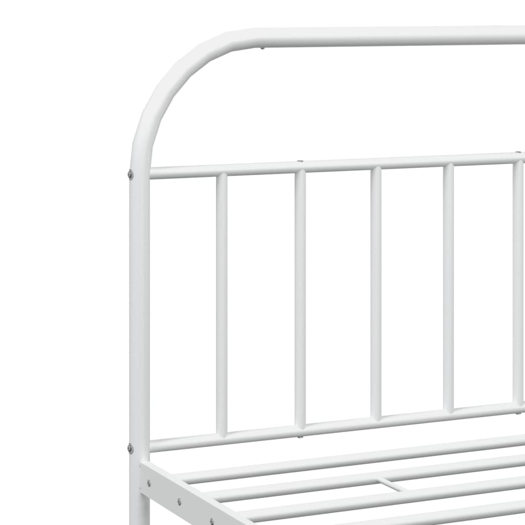 White Metal Bed Frame with Headboard 200x200cm - No Mattress