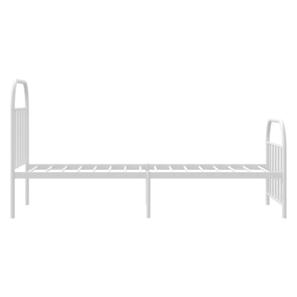 White Metal Bed Frame with Footboard, 80x200cm, No Mattress Included