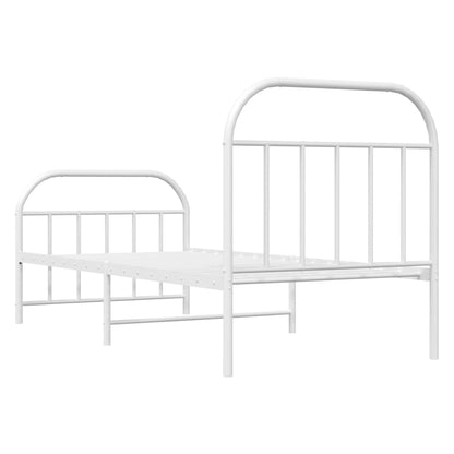 White Metal Bed Frame with Footboard, 80x200cm, No Mattress Included