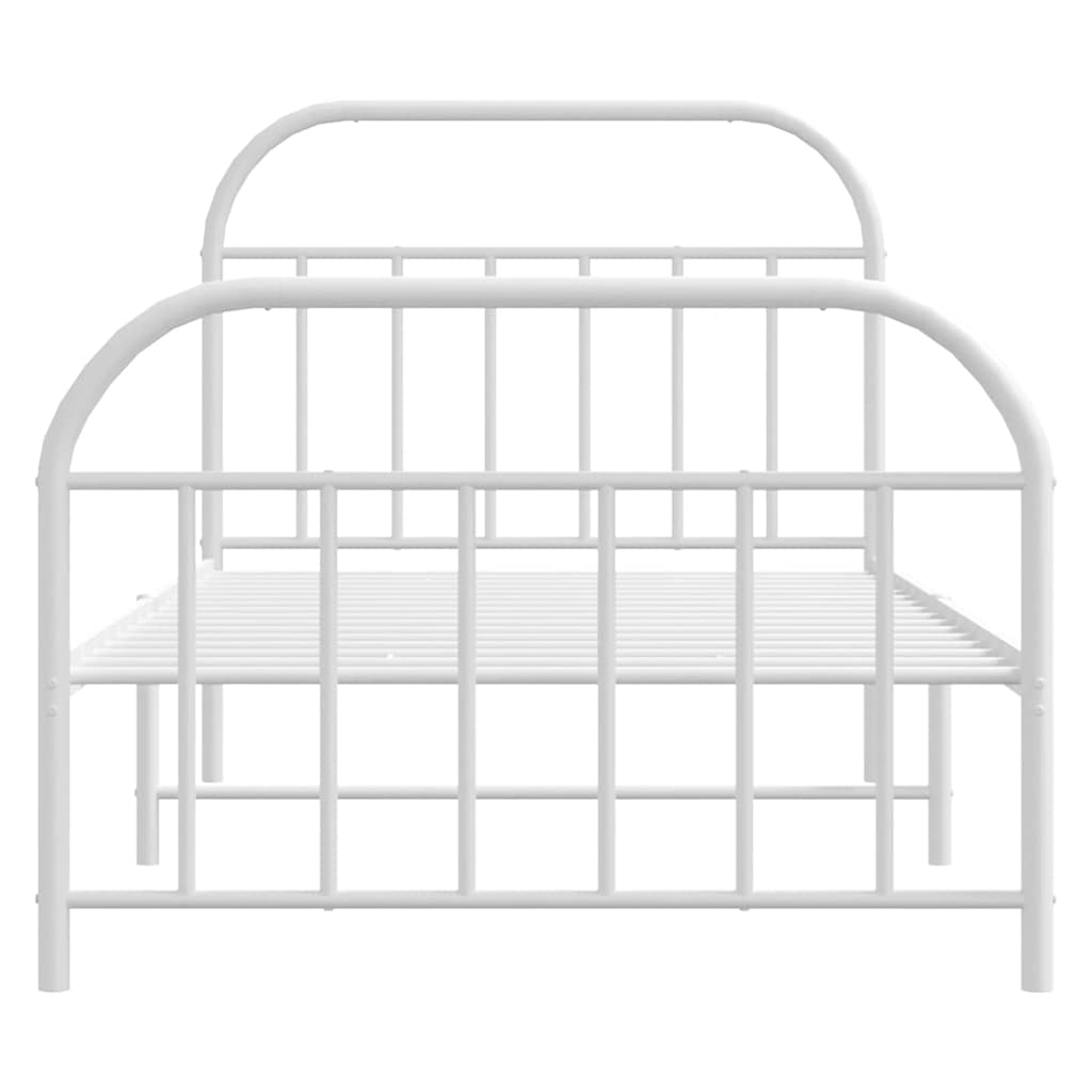 White Metal Bed Frame with Footboard 100x190cm - No Mattress