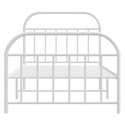 White Metal Bed Frame with Footboard 100x190cm - No Mattress