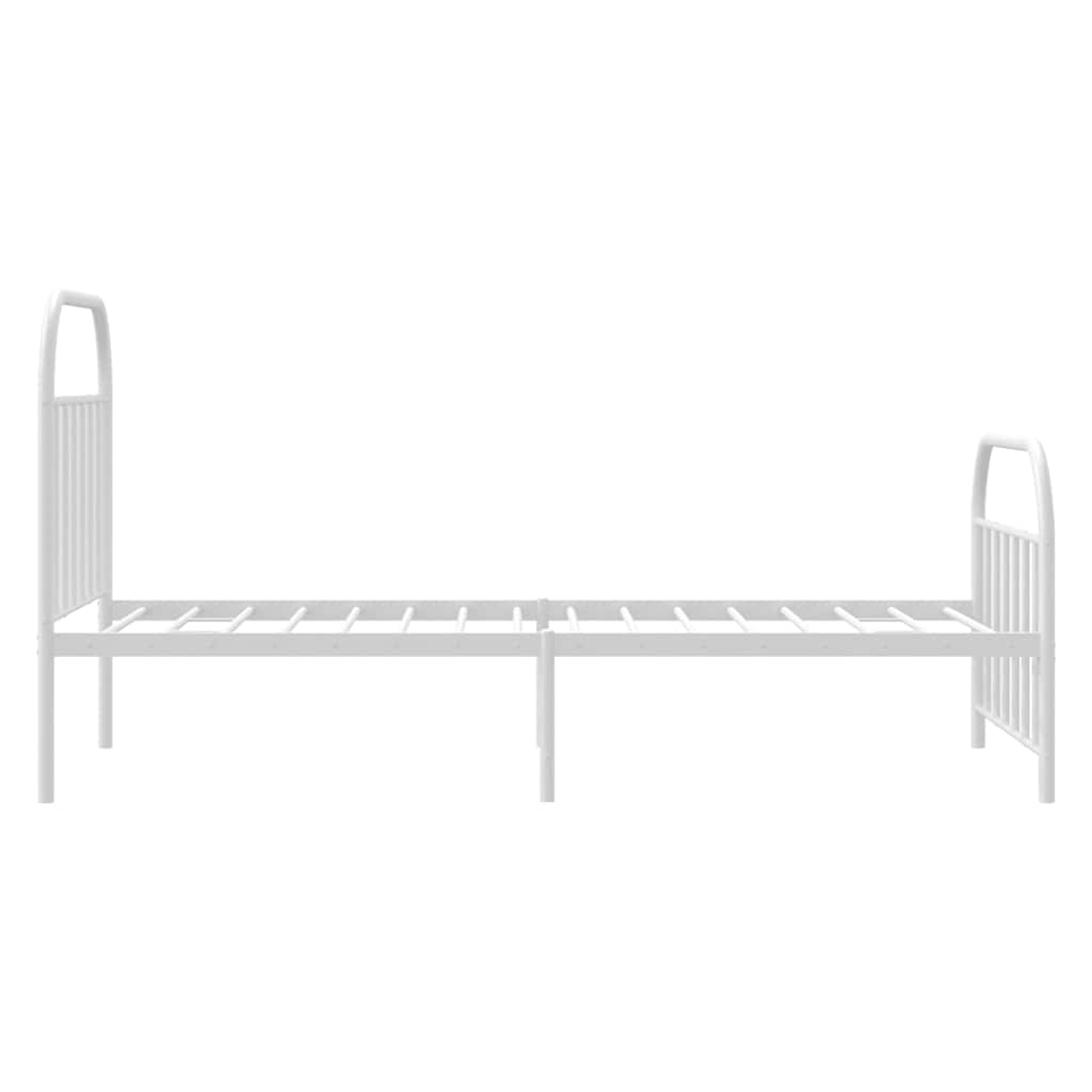 White Metal Bed Frame with Footboard 100x190cm - No Mattress