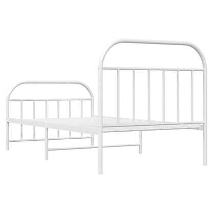 White Metal Bed Frame with Footboard 100x190cm - No Mattress