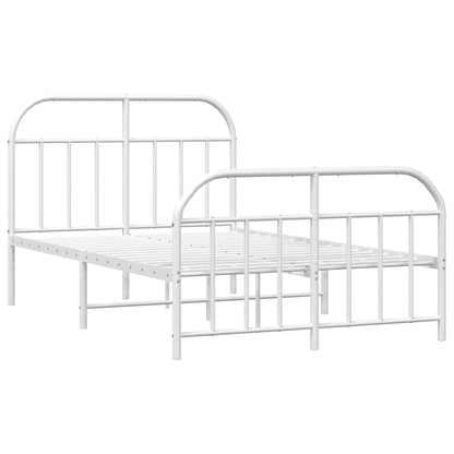 White Metal Bed Frame with Footboard, 120x190cm - No Mattress