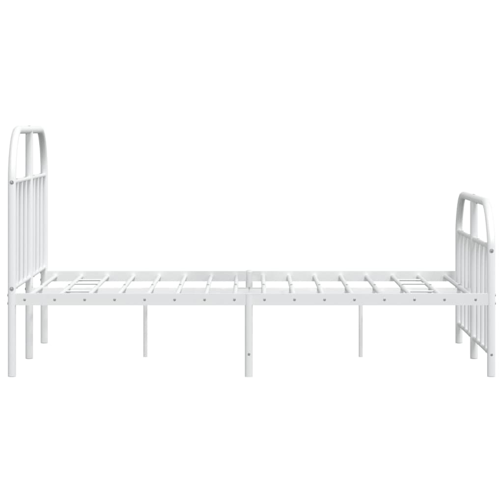 White Metal Bed Frame with Footboard, 120x190cm - No Mattress